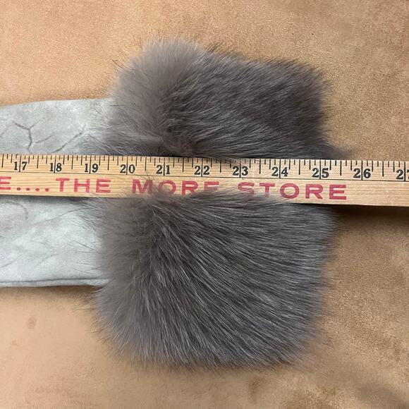 Y2K Shearling Sheepskin Penny lane Fur Leather Coat Blue Fox Trim S-M - Picture 15 of 15